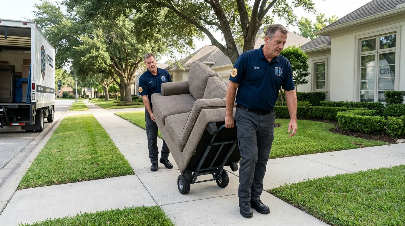 Local residential moving crew loading furniture in Methuen, MA